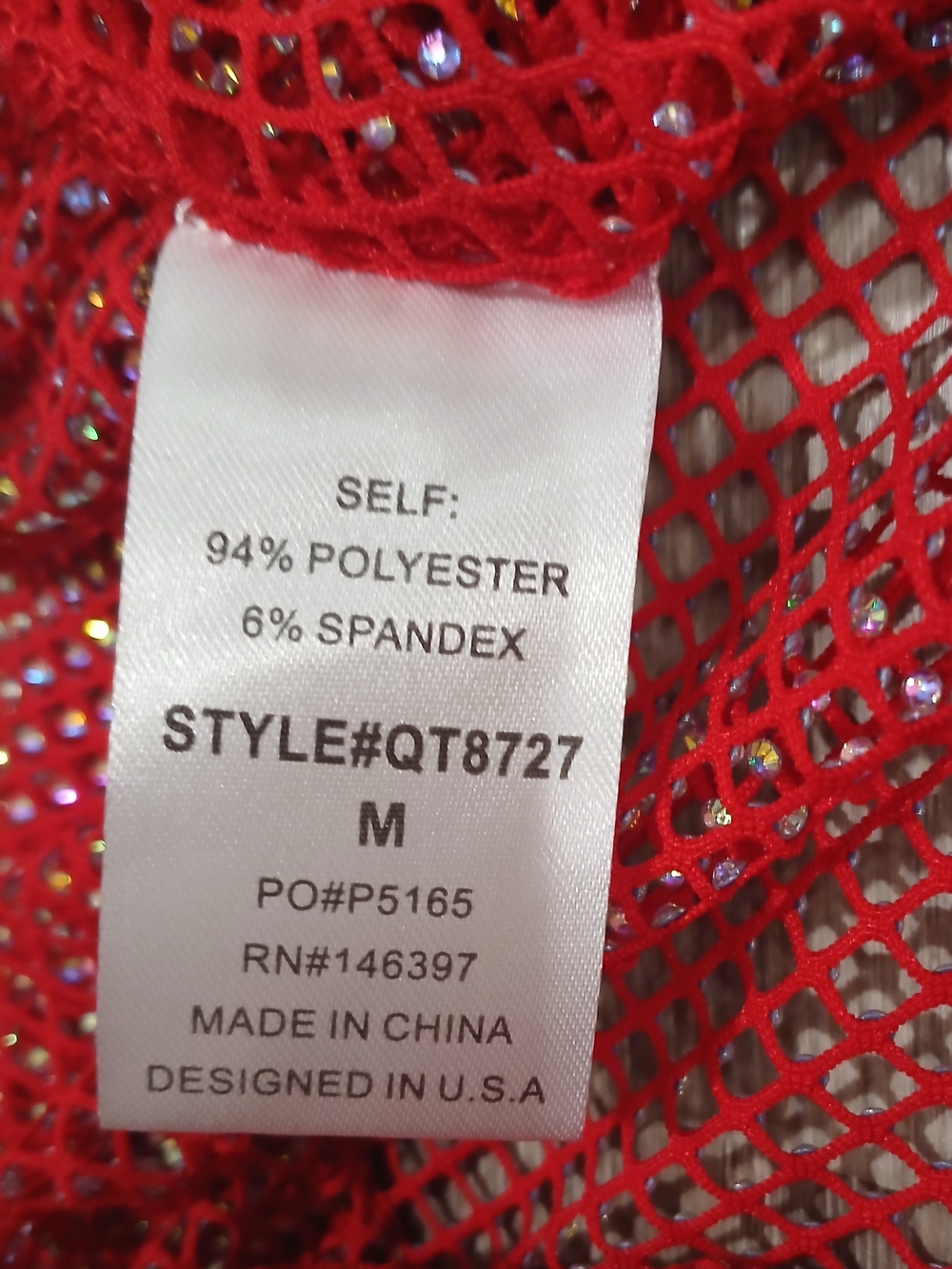 Red Mesh Tank Top with Sparkle Detail - Picture 3 of 4